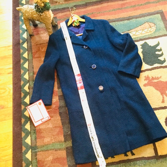 VINTAGE BLUE Wool COAT OOAK Sweet - Picture 3 of 16